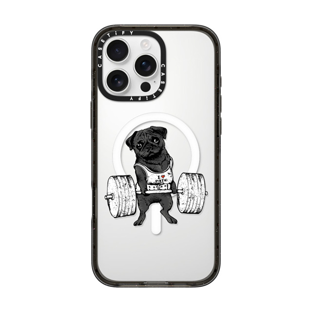 Huebucket x CASETiFY iPhone 16 Pro Max ケース ブラック インパクトケース MagSafe対応 Black Pug Lift