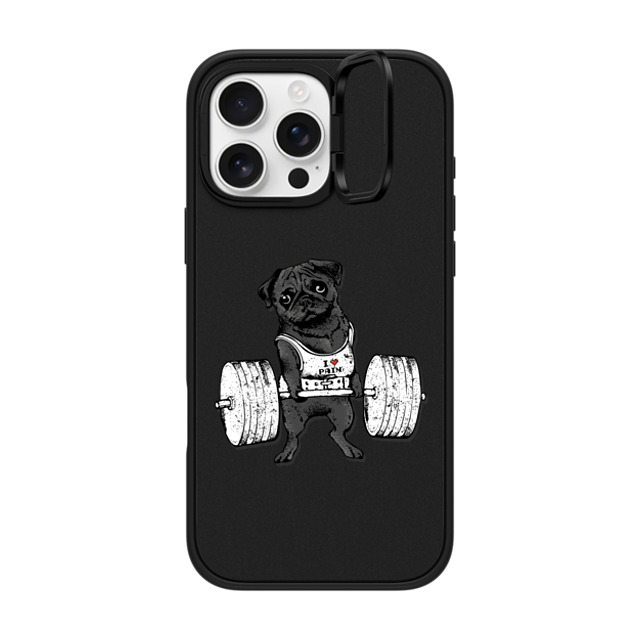 Huebucket x CASETiFY iPhone 16 Pro Max ケース マットブラック インパクトリングスタンドケース MagSafe対応 Black Pug Lift