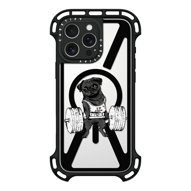 Huebucket x CASETiFY iPhone 16 Pro Max ケース ブラック ウルトラ バウンスケース MagSafe対応 Black Pug Lift