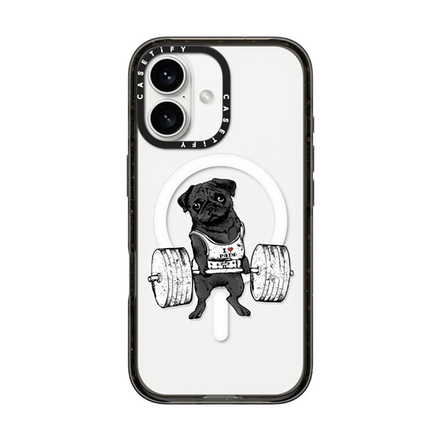 Huebucket x CASETiFY iPhone 16 ケース ブラック インパクトケース MagSafe対応 Black Pug Lift