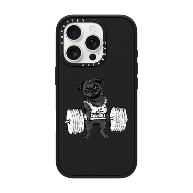 Huebucket x CASETiFY iPhone 16 Pro ケース マットブラック インパクトケース MagSafe対応 Black Pug Lift