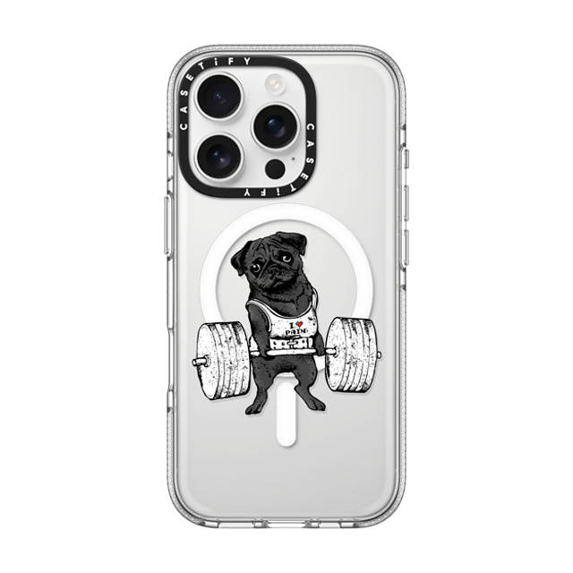 Huebucket x CASETiFY iPhone 16 Pro ケース クリア クリア ケース MagSafe対応 Black Pug Lift