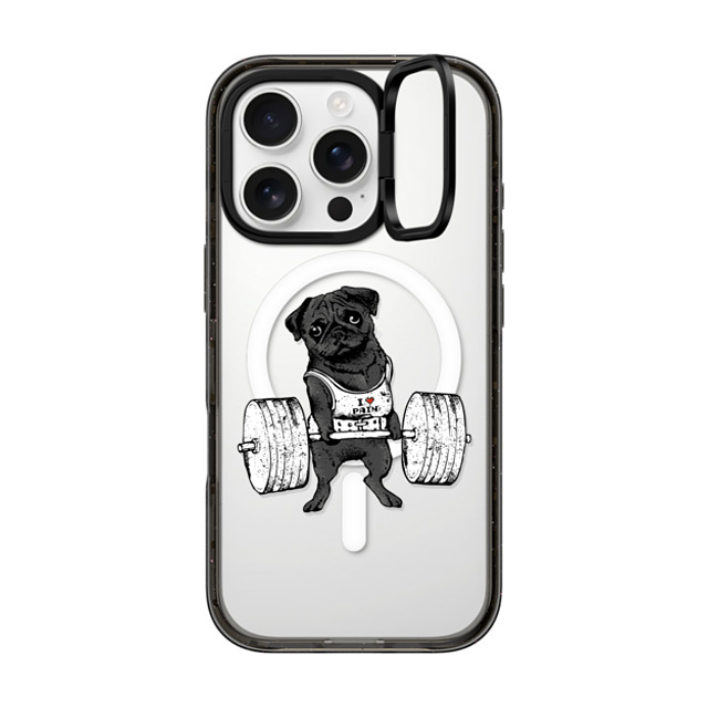 Huebucket x CASETiFY iPhone 16 Pro ケース ブラック インパクトリングスタンドケース MagSafe対応 Black Pug Lift