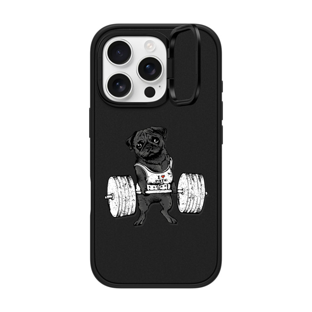 Huebucket x CASETiFY iPhone 16 Pro ケース マットブラック インパクトリングスタンドケース MagSafe対応 Black Pug Lift