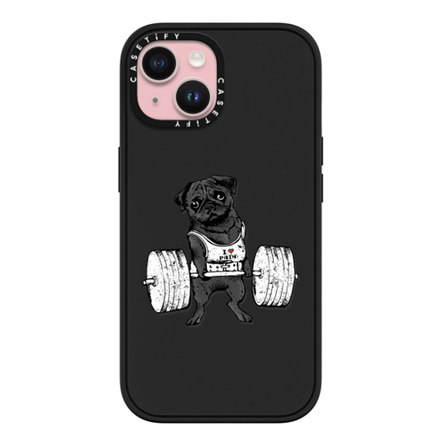 Huebucket x CASETiFY iPhone 15 ケース マットブラック インパクトケース MagSafe対応 Black Pug Lift