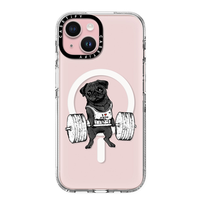 Huebucket x CASETiFY iPhone 15 ケース クリア クリア ケース MagSafe対応 Black Pug Lift