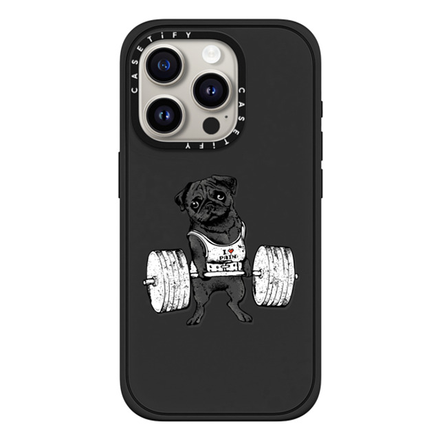 Huebucket x CASETiFY iPhone 15 Pro ケース マットブラック インパクトケース MagSafe対応 Black Pug Lift