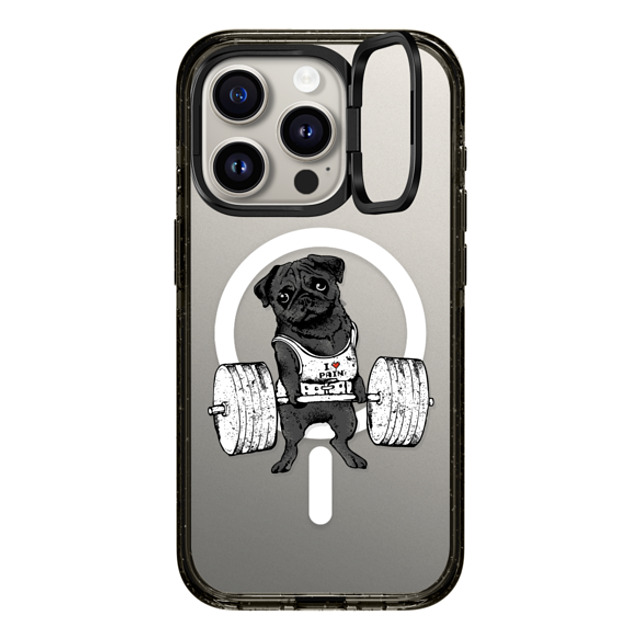 Huebucket x CASETiFY iPhone 15 Pro ケース ブラック インパクトリングスタンドケース MagSafe対応 Black Pug Lift