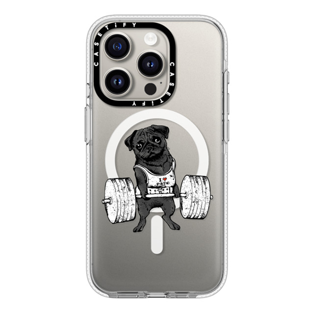 Huebucket x CASETiFY iPhone 15 Pro ケース クリア クリア ケース MagSafe対応 Black Pug Lift