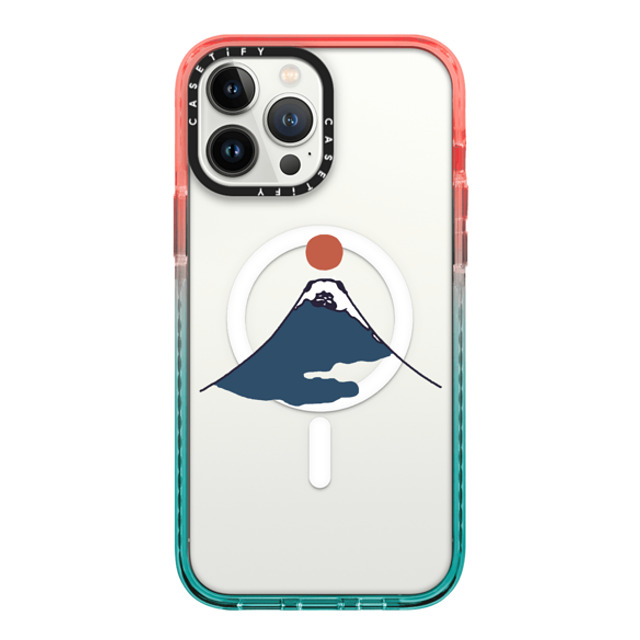 Huebucket x CASETiFY iPhone 13 Pro Max ケース Pink/Blue インパクトケース MagSafe対応 Abstract Mount Fuji Pug