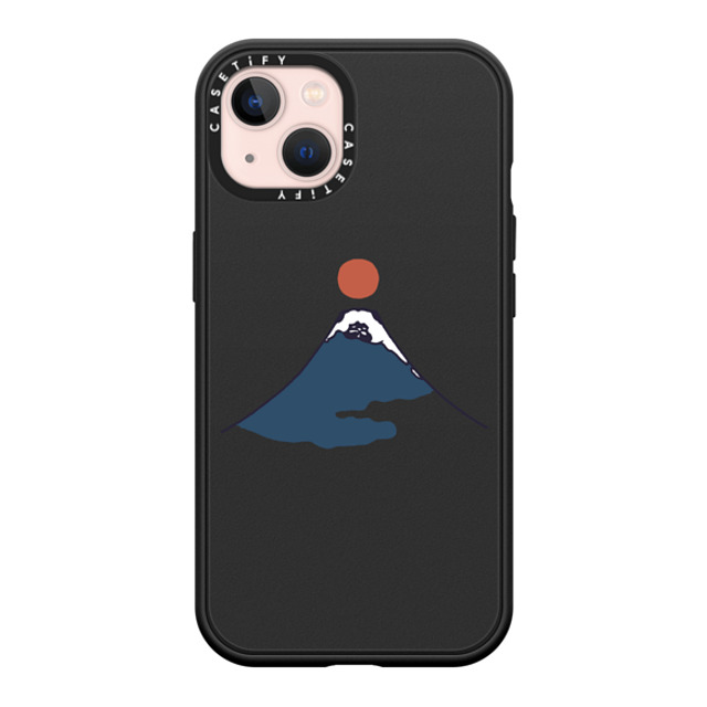 Huebucket x CASETiFY iPhone 13 ケース マットブラック インパクトケース MagSafe対応 Abstract Mount Fuji Pug