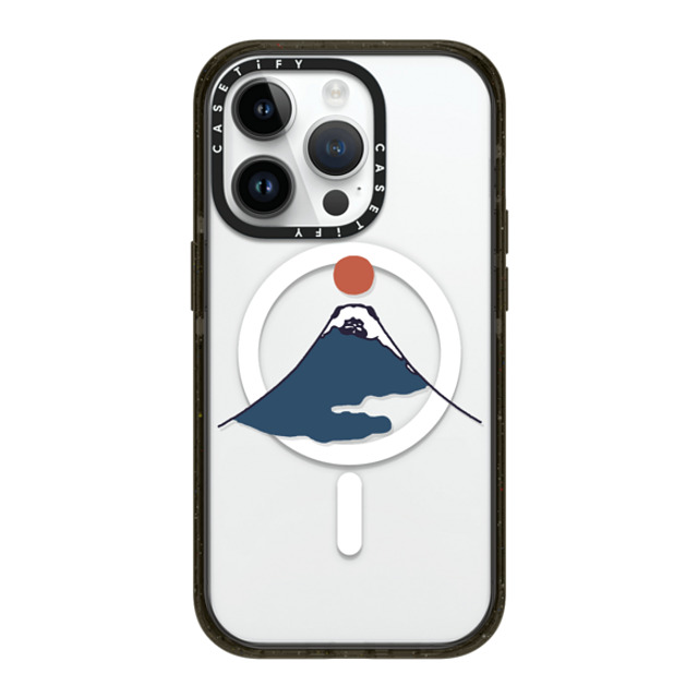 Huebucket x CASETiFY iPhone 14 Pro ケース ブラック インパクトケース MagSafe対応 Abstract Mount Fuji Pug