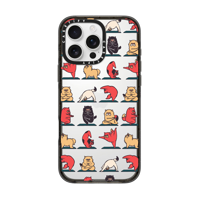 Huebucket x CASETiFY iPhone 16 Pro Max ケース Cat,Cartoon ブラック インパクトケース Persian Cat Yoga Back to School Huebucket x CASETiFY iPhone 16 Pro Max ケース Cat,Cartoon ブラック インパクトケース Persian Cat Yoga Back to School