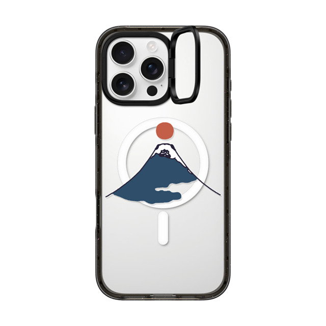 Huebucket x CASETiFY iPhone 16 Pro Max ケース ブラック インパクトリングスタンドケース MagSafe対応 Abstract Mount Fuji Pug