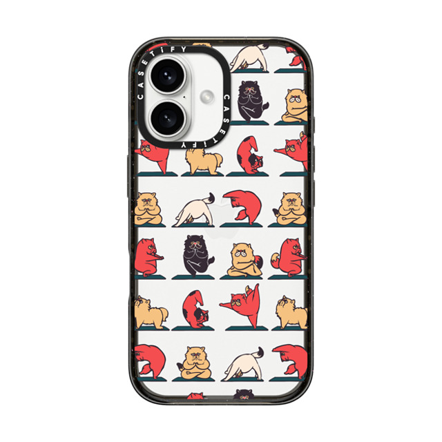 Huebucket x CASETiFY iPhone 16 ケース Cat,Cartoon ブラック インパクトケース Persian Cat Yoga Back to School Huebucket x CASETiFY iPhone 16 ケース Cat,Cartoon ブラック インパクトケース Persian Cat Yoga Back to School