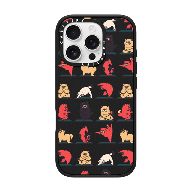 Huebucket x CASETiFY iPhone 16 Pro ケース Cat,Cartoon マットブラック インパクトケース MagSafe対応 Persian Cat Yoga Back to School Huebucket x CASETiFY iPhone 16 Pro ケース Cat,Cartoon マットブラック インパクトケース MagSafe対応 Persian Cat Yoga Back to School