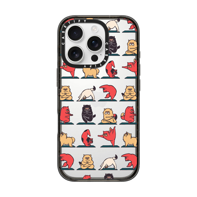Huebucket x CASETiFY iPhone 16 Pro ケース Cat,Cartoon ブラック インパクトケース Persian Cat Yoga Back to School Huebucket x CASETiFY iPhone 16 Pro ケース Cat,Cartoon ブラック インパクトケース Persian Cat Yoga Back to School