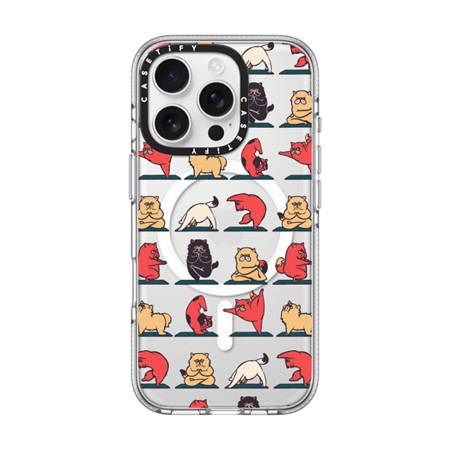 Huebucket x CASETiFY iPhone 16 Pro ケース Cat,Cartoon クリア クリア ケース MagSafe対応 Persian Cat Yoga Back to School Huebucket x CASETiFY iPhone 16 Pro ケース Cat,Cartoon クリア クリア ケース MagSafe対応 Persian Cat Yoga Back to School