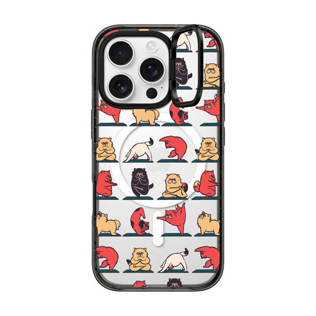 Huebucket x CASETiFY iPhone 16 Pro ケース Cat,Cartoon ブラック インパクトリングスタンドケース MagSafe対応 Persian Cat Yoga Back to School Huebucket x CASETiFY iPhone 16 Pro ケース Cat,Cartoon ブラック インパクトリングスタンドケース MagSafe対応 Persian Cat Yoga Back to School