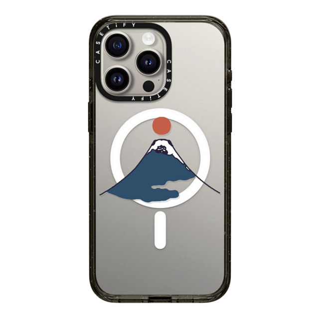 Huebucket x CASETiFY iPhone 15 Pro Max ケース ブラック インパクトケース MagSafe対応 Abstract Mount Fuji Pug