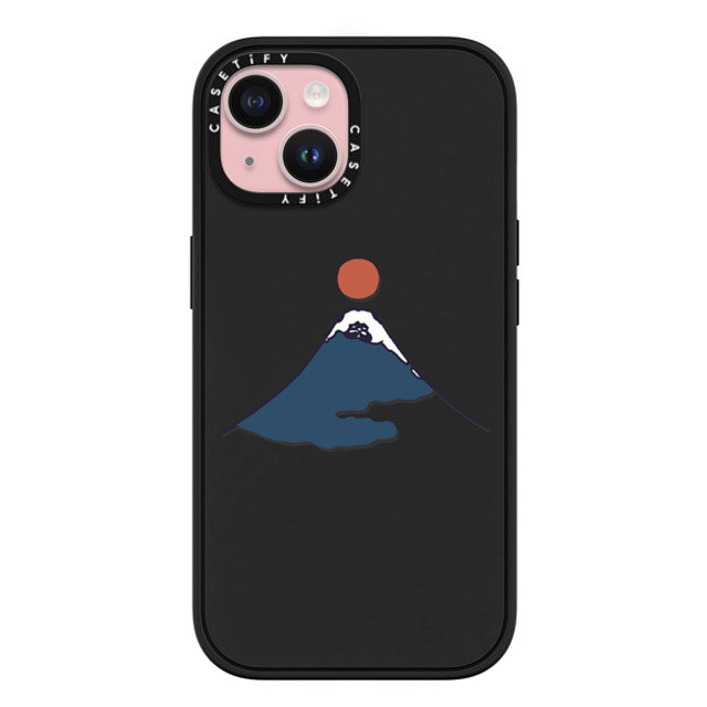 Huebucket x CASETiFY iPhone 15 ケース マットブラック インパクトケース MagSafe対応 Abstract Mount Fuji Pug