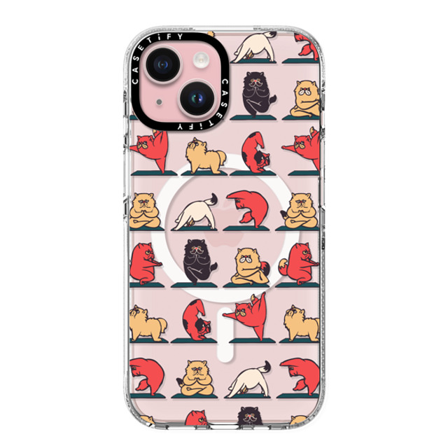 Huebucket x CASETiFY iPhone 15 ケース Cat,Cartoon クリア クリア ケース MagSafe対応 Persian Cat Yoga Back to School Huebucket x CASETiFY iPhone 15 ケース Cat,Cartoon クリア クリア ケース MagSafe対応 Persian Cat Yoga Back to School