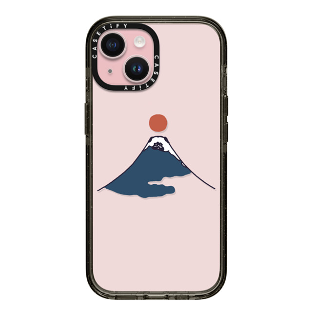 Huebucket x CASETiFY iPhone 15 ケース ブラック インパクトケース Abstract Mount Fuji Pug