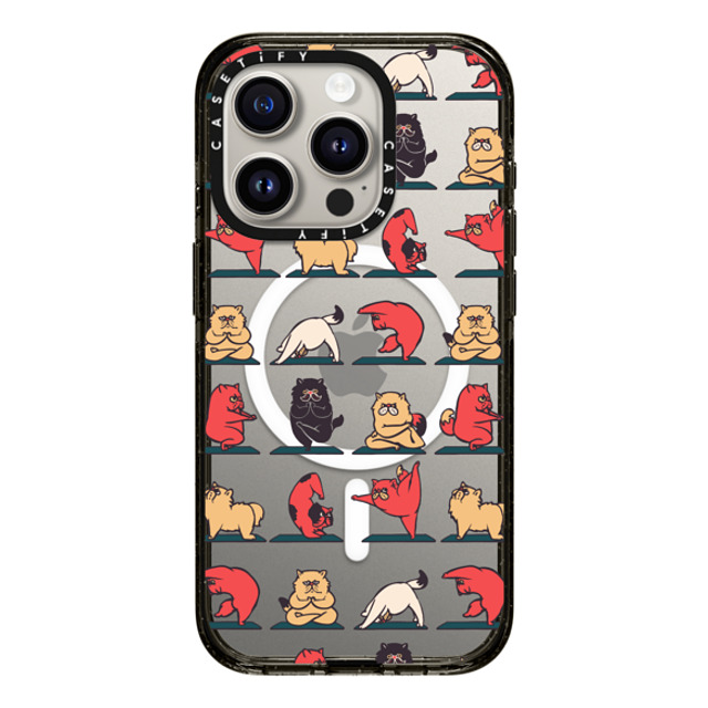 Huebucket x CASETiFY iPhone 15 Pro ケース Cat,Cartoon ブラック インパクトケース MagSafe対応 Persian Cat Yoga Back to School Huebucket x CASETiFY iPhone 15 Pro ケース Cat,Cartoon ブラック インパクトケース MagSafe対応 Persian Cat Yoga Back to School