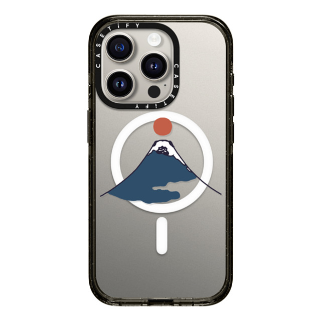 Huebucket x CASETiFY iPhone 15 Pro ケース ブラック インパクトケース MagSafe対応 Abstract Mount Fuji Pug