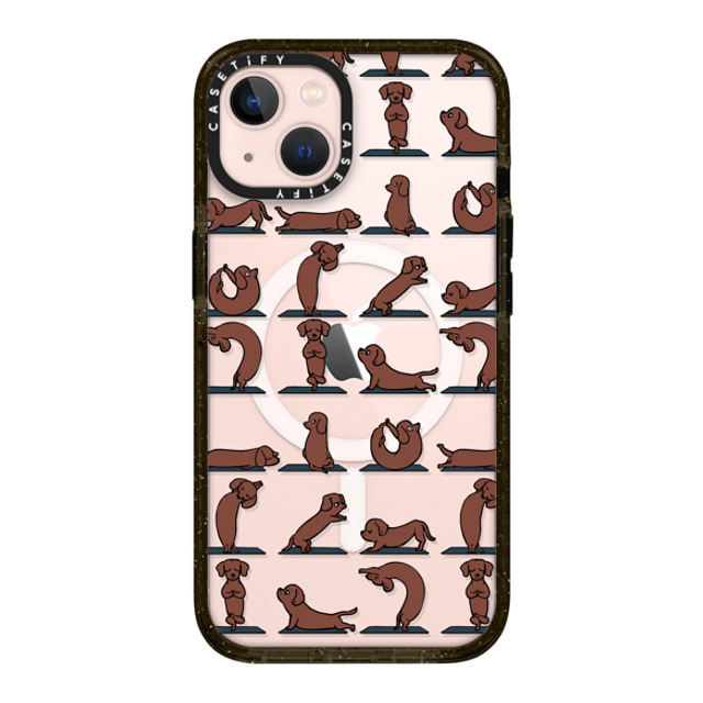 Huebucket x CASETiFY iPhone 13 ケース ブラック インパクトケース MagSafe対応 Dachshund Yoga