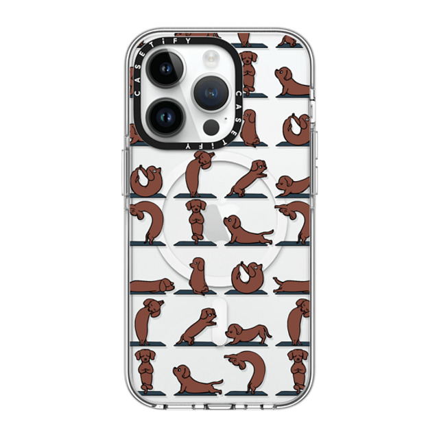 Huebucket x CASETiFY iPhone 14 Pro ケース クリア クリア ケース MagSafe対応 Dachshund Yoga