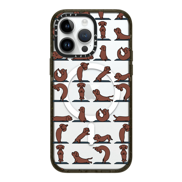 Huebucket x CASETiFY iPhone 14 Pro Max ケース ブラック インパクトケース MagSafe対応 Dachshund Yoga