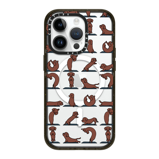 Huebucket x CASETiFY iPhone 14 Pro ケース ブラック インパクトケース MagSafe対応 Dachshund Yoga