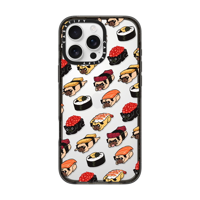 Huebucket x CASETiFY iPhone 16 Pro Max Case Dog,Cartoon ブラック インパクトケース Sushi Pug Mother's Day Huebucket x CASETiFY iPhone 16 Pro Max Case Dog,Cartoon ブラック インパクトケース Sushi Pug Mother's Day