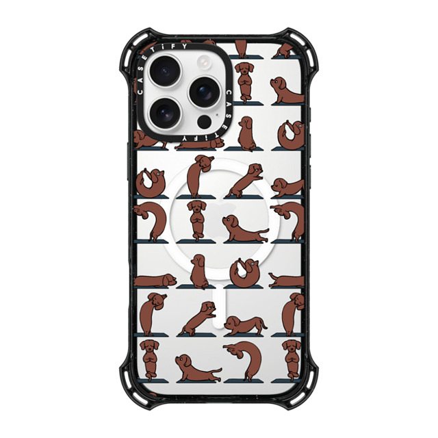 Huebucket x CASETiFY iPhone 16 Pro Max ケース ブラック バウンスケース Dachshund Yoga