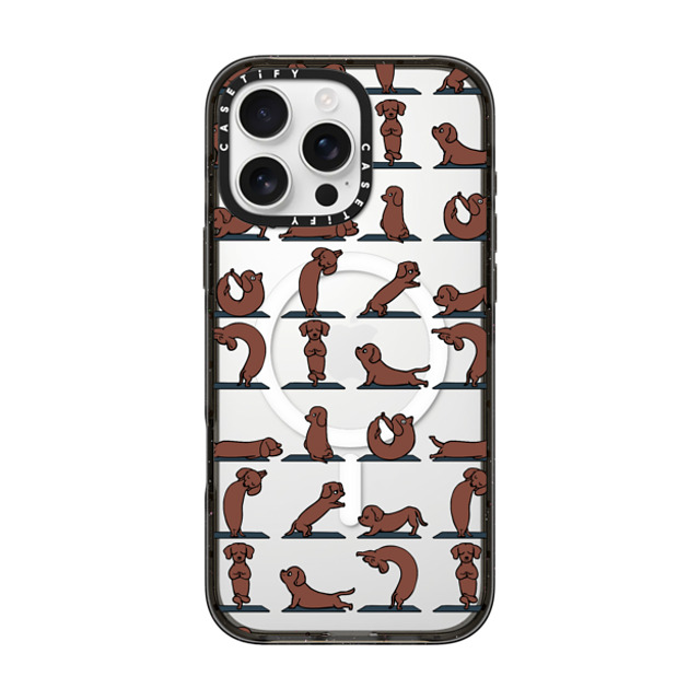 Huebucket x CASETiFY iPhone 16 Pro Max ケース ブラック インパクトケース MagSafe対応 Dachshund Yoga