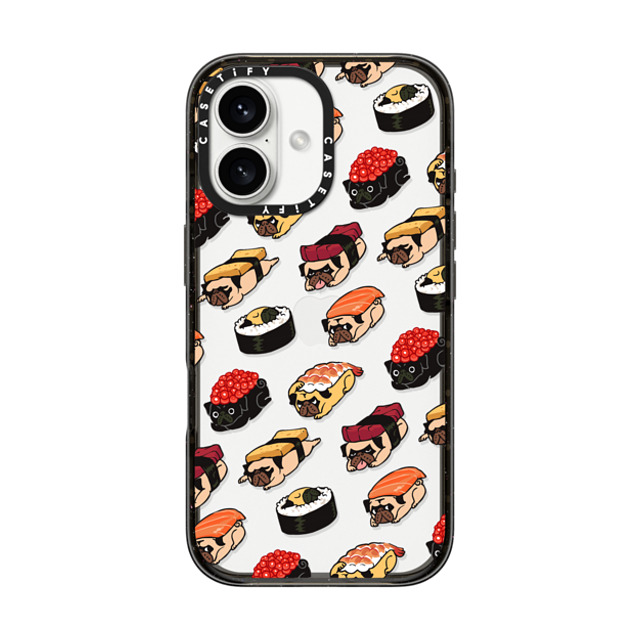 Huebucket x CASETiFY iPhone 16 Case Dog,Cartoon ブラック インパクトケース Sushi Pug Mother's Day Huebucket x CASETiFY iPhone 16 Case Dog,Cartoon ブラック インパクトケース Sushi Pug Mother's Day