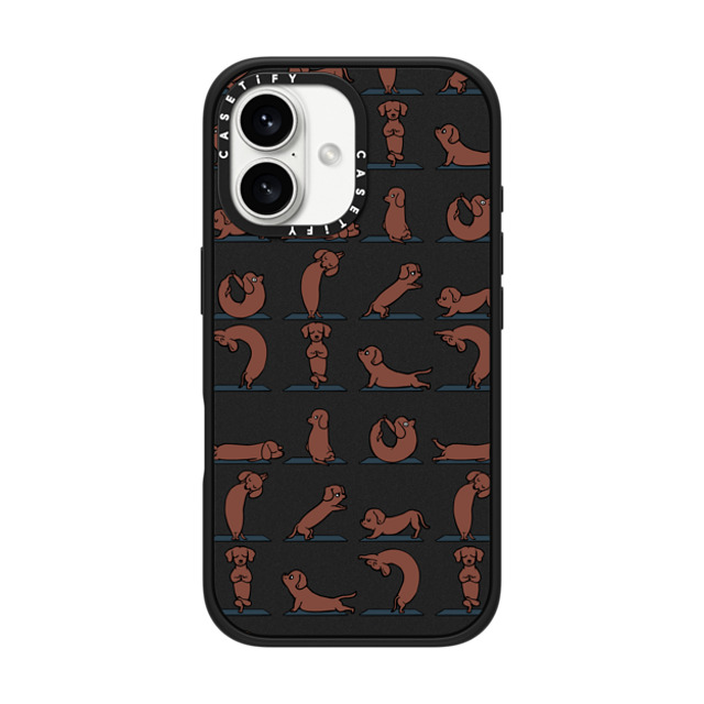 Huebucket x CASETiFY iPhone 16 ケース マットブラック インパクトケース MagSafe対応 Dachshund Yoga