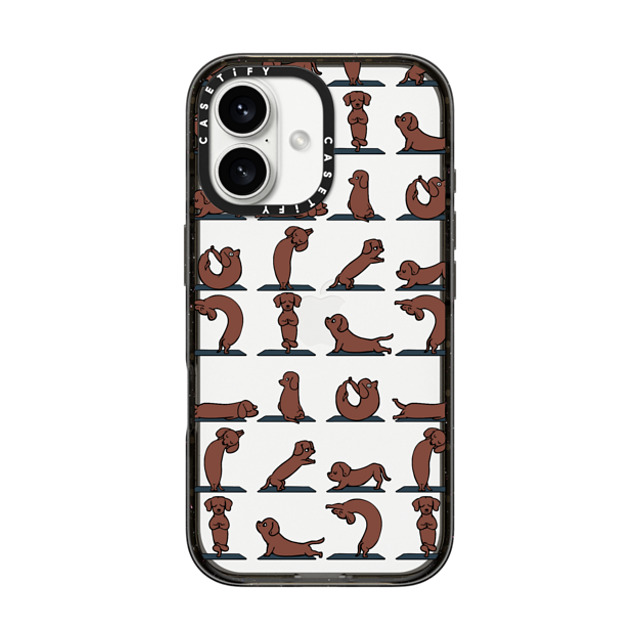 Huebucket x CASETiFY iPhone 16 ケース ブラック インパクトケース Dachshund Yoga