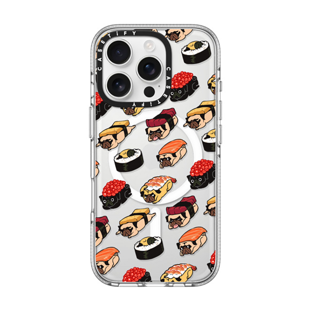 Huebucket x CASETiFY iPhone 16 Pro ケース Dog,Cartoon クリア クリア ケース MagSafe対応 Sushi Pug Father's Day Huebucket x CASETiFY iPhone 16 Pro ケース Dog,Cartoon クリア クリア ケース MagSafe対応 Sushi Pug Father's Day
