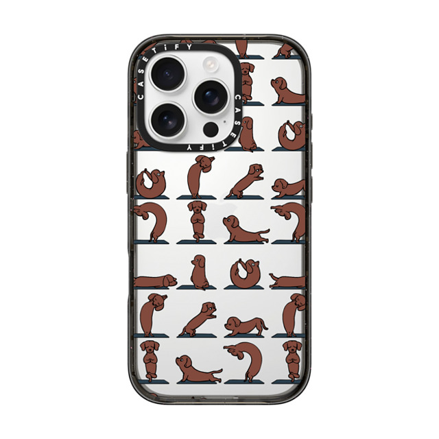 Huebucket x CASETiFY iPhone 16 Pro ケース ブラック インパクトケース Dachshund Yoga