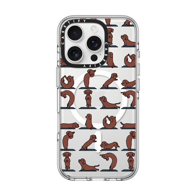 Huebucket x CASETiFY iPhone 16 Pro ケース クリア クリア ケース MagSafe対応 Dachshund Yoga