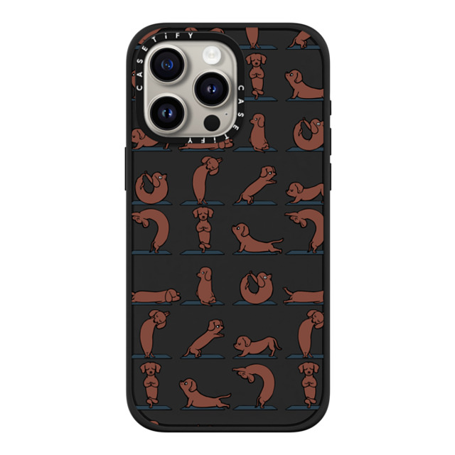 Huebucket x CASETiFY iPhone 15 Pro Max ケース マットブラック インパクトケース MagSafe対応 Dachshund Yoga