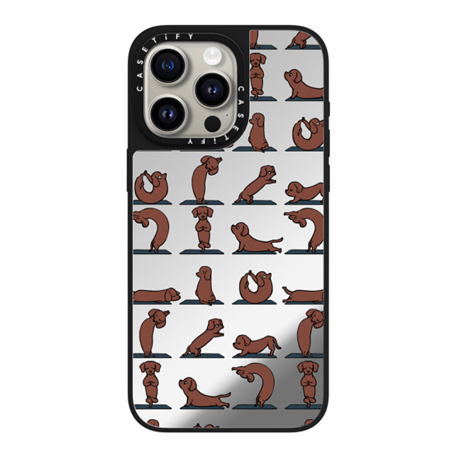 Huebucket x CASETiFY iPhone 15 Pro Max ケース Silver on Black ミラーケース MagSafe対応 Dachshund Yoga