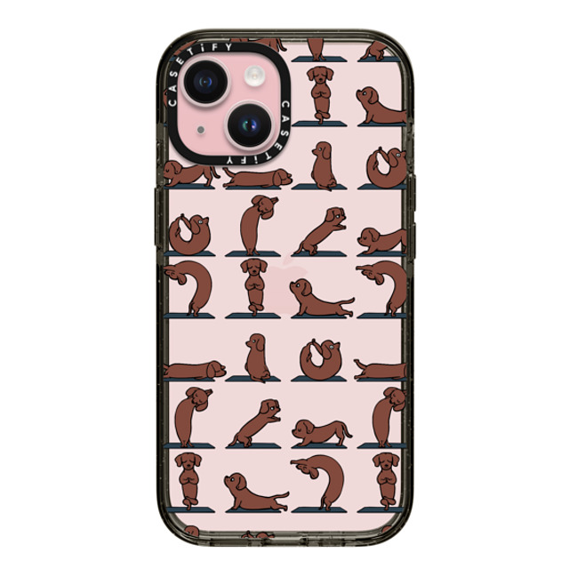 Huebucket x CASETiFY iPhone 15 ケース ブラック インパクトケース Dachshund Yoga