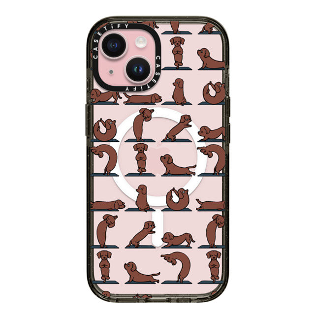 Huebucket x CASETiFY iPhone 15 ケース Animal,Cartoon ブラック インパクトケース MagSafe対応 Dachshund Yoga Mother's Day Huebucket x CASETiFY iPhone 15 ケース Animal,Cartoon ブラック インパクトケース MagSafe対応 Dachshund Yoga Mother's Day