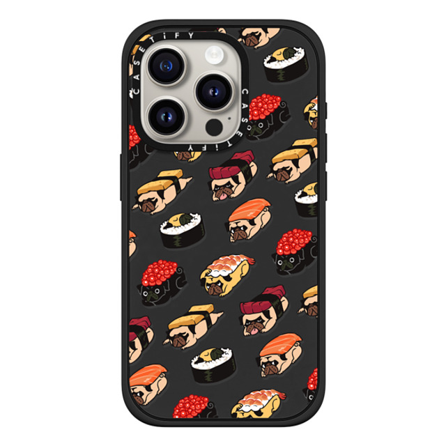 Huebucket x CASETiFY iPhone 15 Pro ケース Dog,Cartoon マットブラック インパクトケース MagSafe対応 Sushi Pug Back to School Huebucket x CASETiFY iPhone 15 Pro ケース Dog,Cartoon マットブラック インパクトケース MagSafe対応 Sushi Pug Back to School