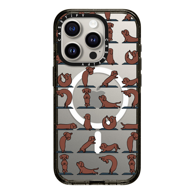 Huebucket x CASETiFY iPhone 15 Pro ケース ブラック インパクトケース MagSafe対応 Dachshund Yoga