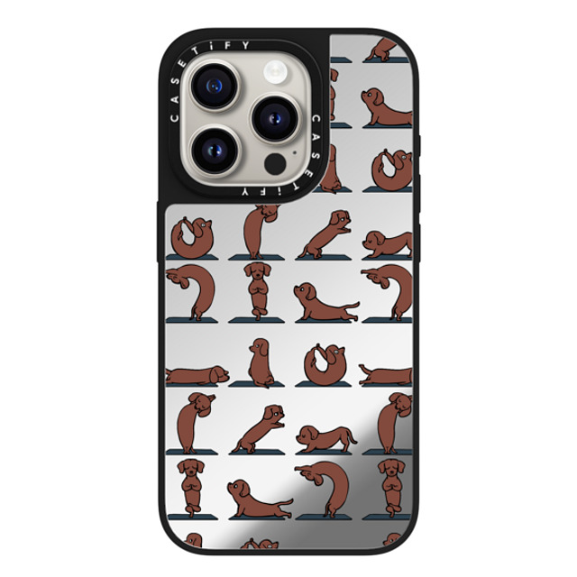 Huebucket x CASETiFY iPhone 15 Pro Case Silver on Black ミラーケース MagSafe対応 Dachshund Yoga Huebucket x CASETiFY iPhone 15 Pro Case Silver on Black ミラーケース MagSafe対応 Dachshund Yoga