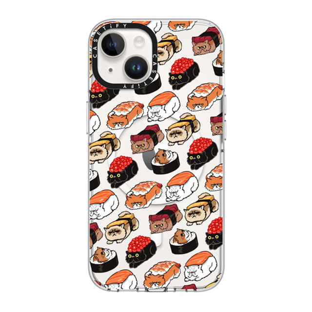 Huebucket x CASETiFY iPhone 14 ケース クリア クリア ケース MagSafe対応 Sushi Persian Cat